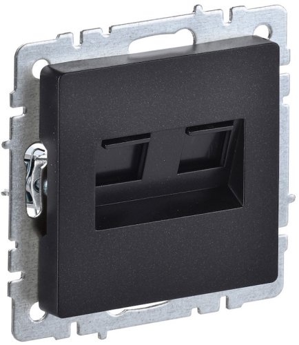 Розетка компьютерная без рамки IEK Brite РК10-2-БрЧ 2-м. RJ45+RJ45 5e черный картинка